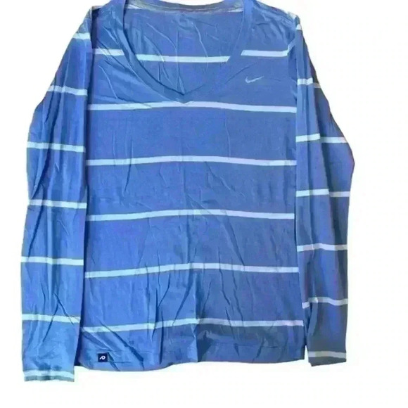 Nike the althletic dept Large blue and white striped shirt like‎ new size Medium - Picture 1 of 6